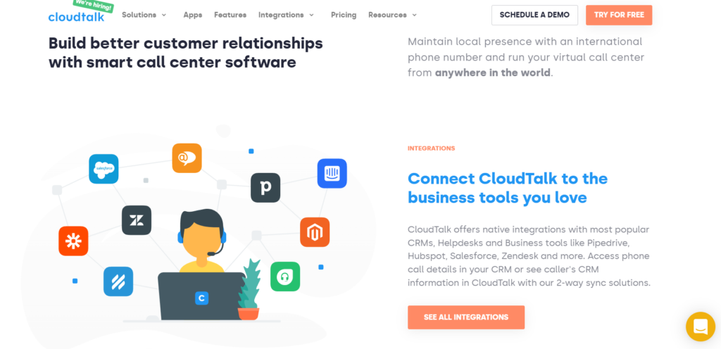 الصفحة الرئيسية لـ Talkdesk