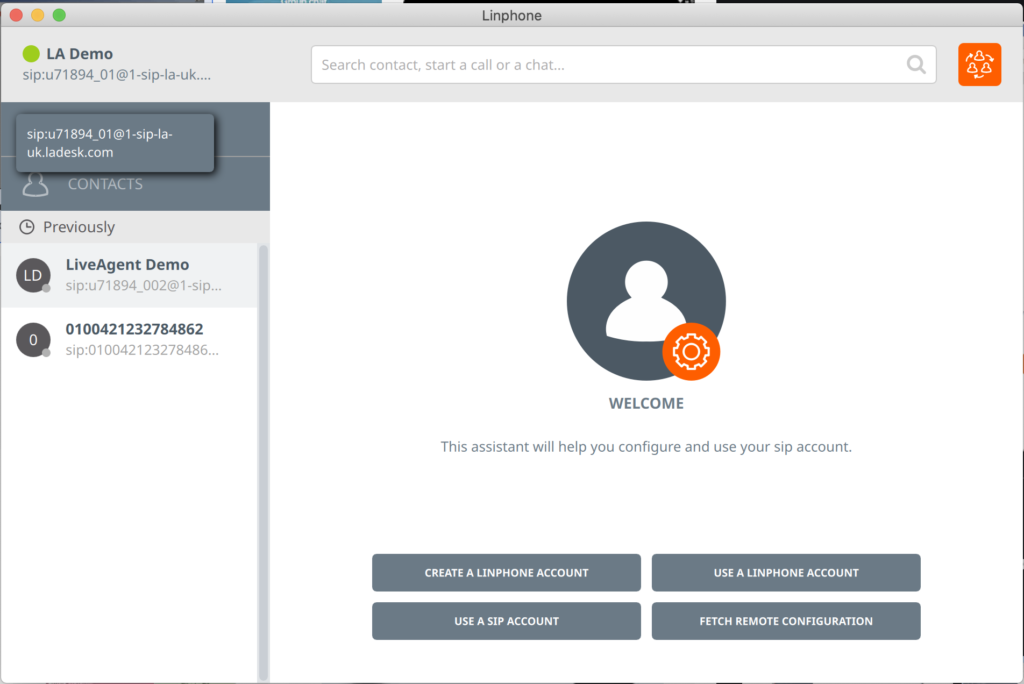 إعداد حساب الهاتف الرقمي من Linphone