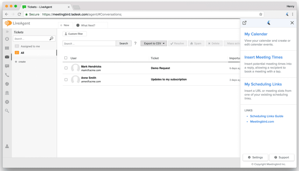 extension_menu-Meetingbird-integration القائمة التمديد التكامل LiveAgent Meetingbird