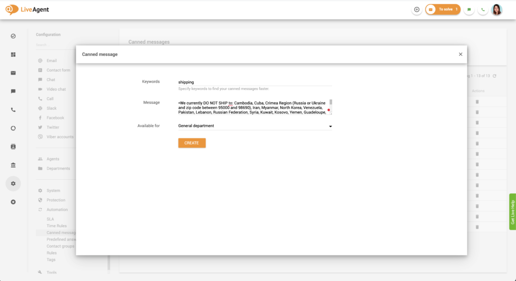 إنشاء رسالة جاهزة