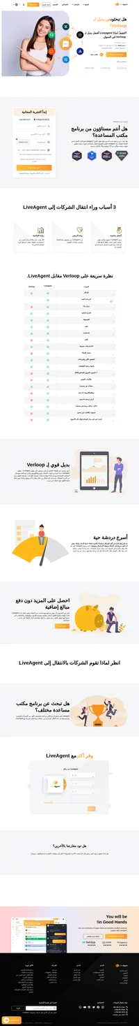 يعد Liveagent الحل الأمثل لدعم العملاء لعملك. باستخدام أدوات مفيدة تغطي قنوات متعددة وأكثر من 175 وظيفة، يعد Liveagent الخِيار الصحيح لعملك. أداة الدردشة الحية لـِ Liveagent هي الأسرع في السوق حيث يُعرض المحادثات بسرعة 2,5 ثواني.