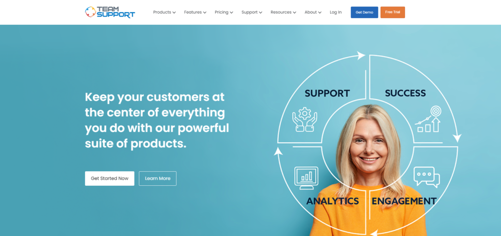 الصفحة الرئيسية لـ TeamSupport