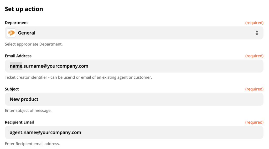 إعداد إجراء LiveAgent في Zapier