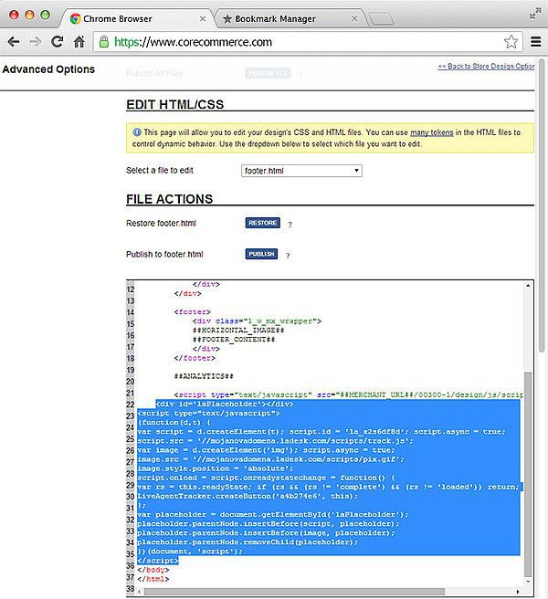 التكامل مع CoreCommerce LiveAgent