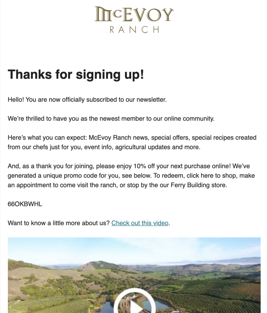 بريد الكتروني للاشتراك في نشرة الاخبار من McEvoy Ranch