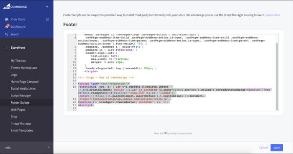 التكامل مع Bigcommerce LiveAgent