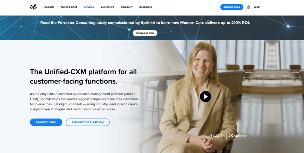 الصفحة الرئيسية لـ Sprinklr