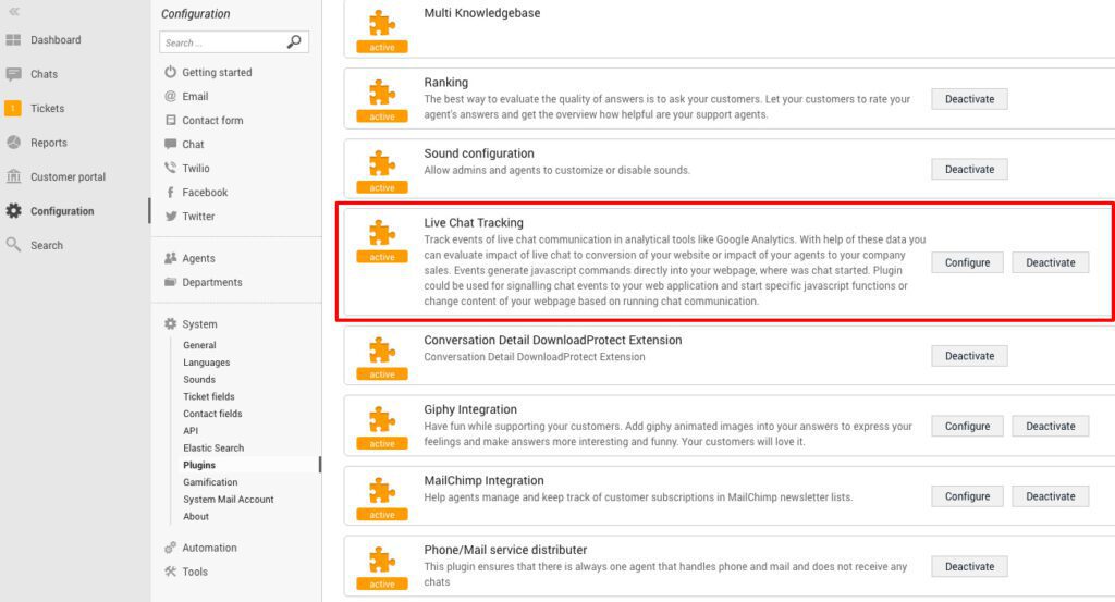 LiveAgent تتبع الدردشة