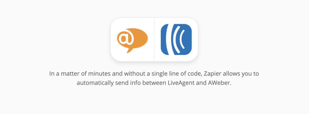 صفحة تكامل AWeber وLiveAgent على Zapier
