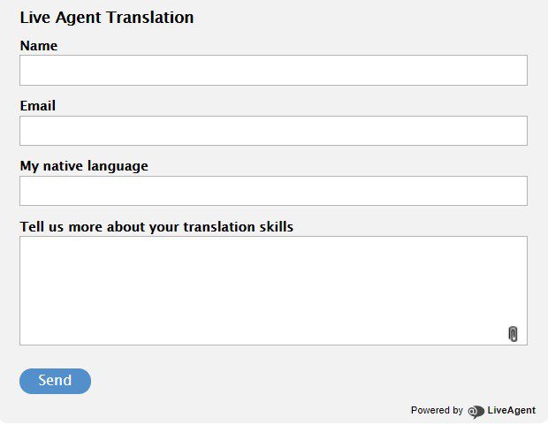 مثال على نموذج اتصال LiveAgent