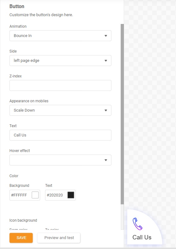 LiveAgent - Call Us button settings