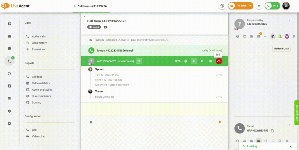 Customer service automated callback by LiveAgent