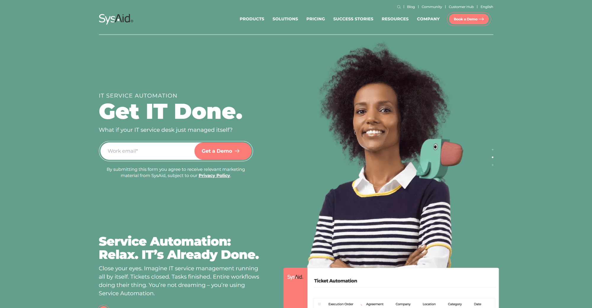 SysAid helpdesk software homepage
