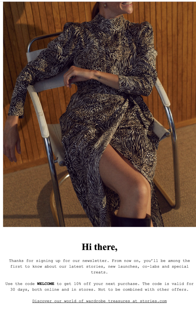 رسالة بريد الكتروني اشتراك في النشرة الاخبارية ل&Other Stories 