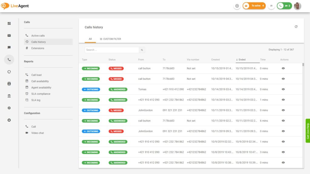 نظرة عامة على مركز الاتصال - Liveagent