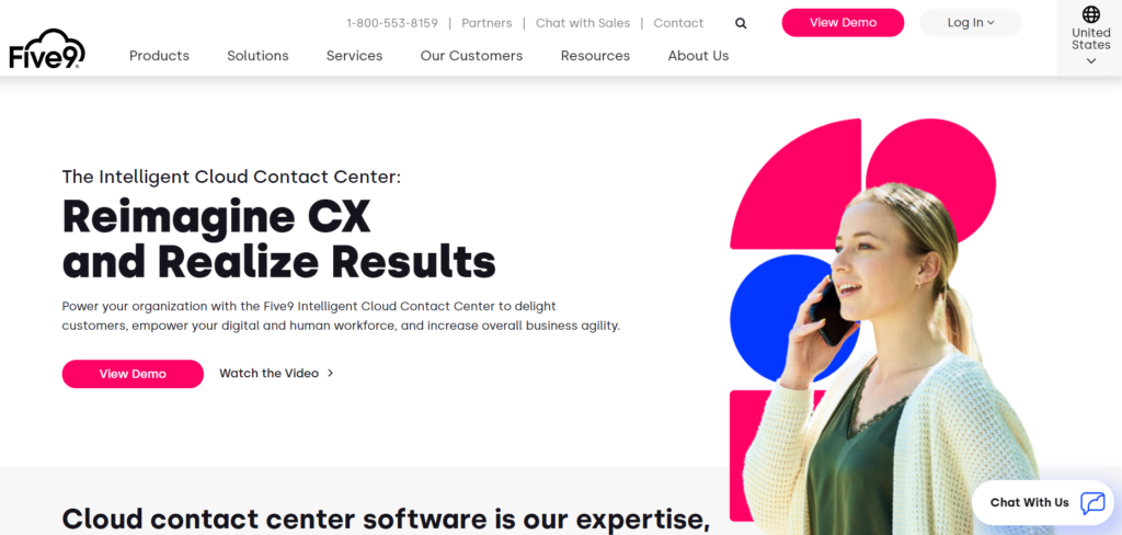 الصفحة الرئيسية لـ Five9