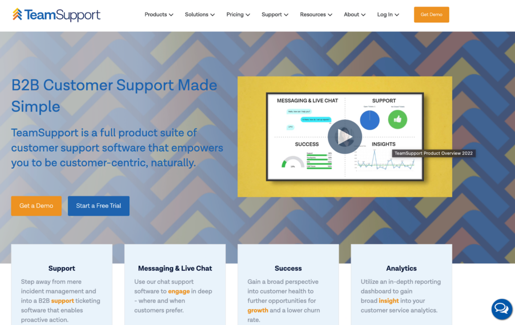TeamSupport ticketing software homepage
