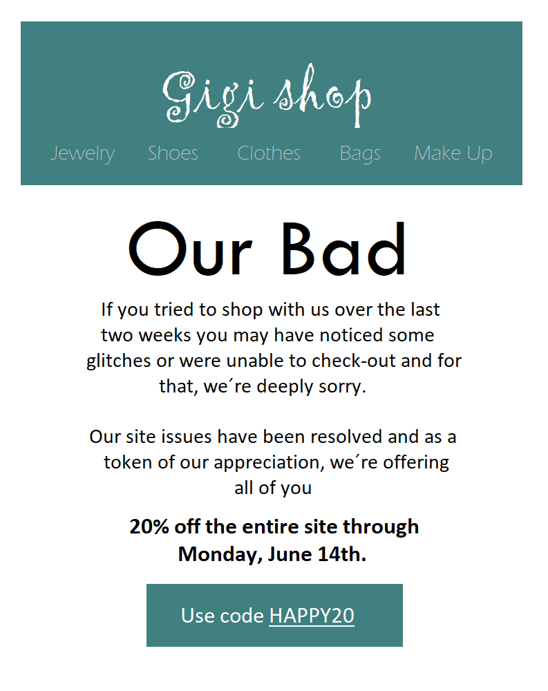 مثال على البريد الإلكتروني للاعتذار