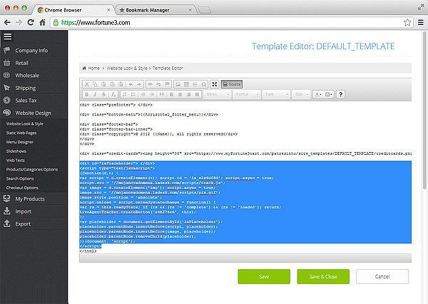 تكامل Fortune3 LiveAgent