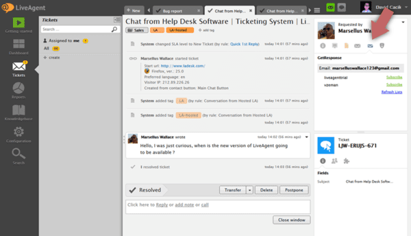 Getresponse-liveagent-integration التكامل GetResponse LiveAgent