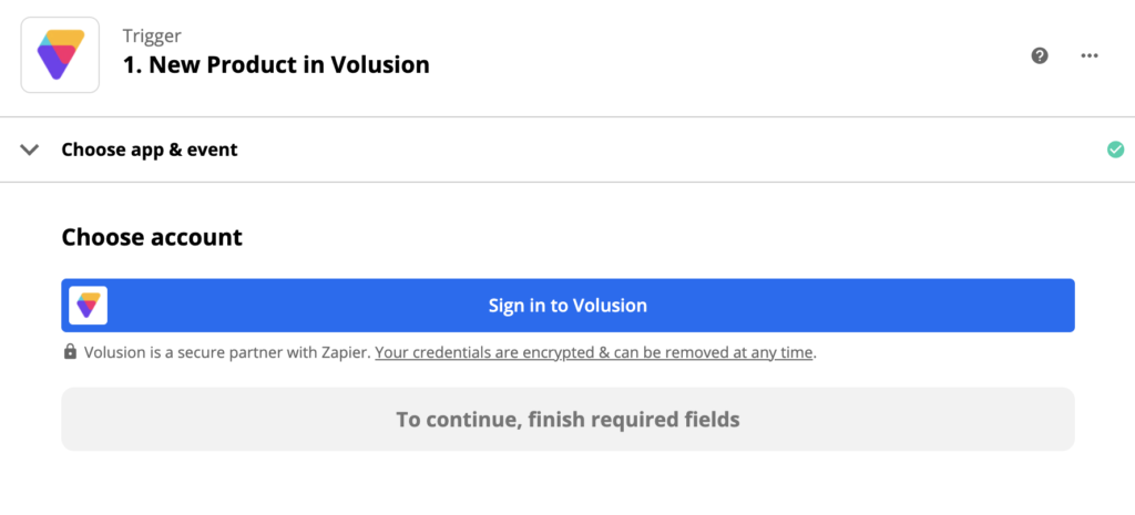إعداد محفز Volusion في Zapier
